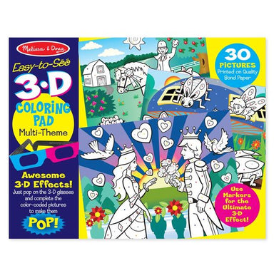 Easy-to-See 3-D Kids' Coloring Pad - Princesses, Fairies, Horses, and More