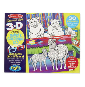 Easy-to-see 3-D coloring pad! - Animals
