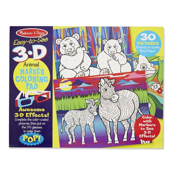 Easy-to-see 3-D coloring pad! - Animals