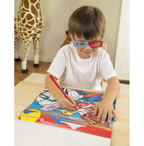 Easy-to-see 3-D coloring pad! - Animals